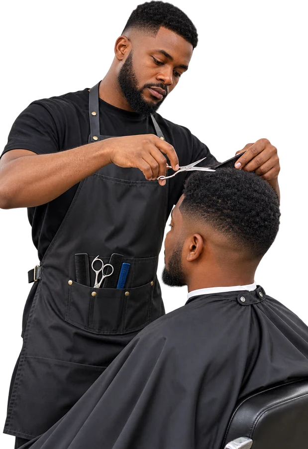 A barber giving a haircut