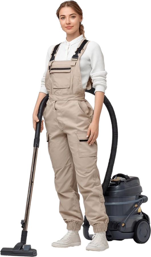A professional cleaner with a vacuum