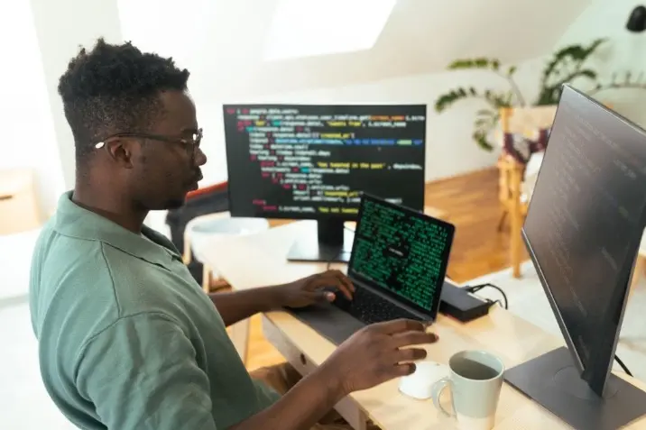 Developer coding at a desk