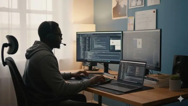 Support agent with a headset