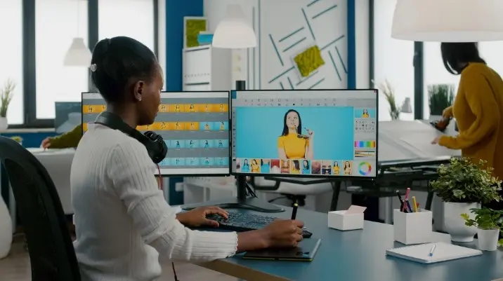 Designers reviewing a screen design